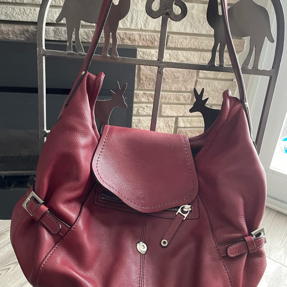 Michelangelo Firenze Made in Italy Genuine Leather Hobo Bag – Burgundy (11x8)